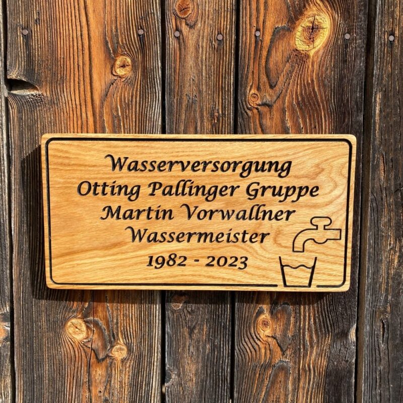 Wasserversorgung Abschiedsgeschenk Eiche