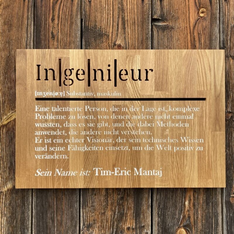 Holzschild Ingenieur