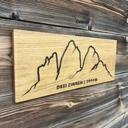 Wandbild Drei Zinnen Holz