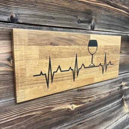 Wandbild Herzschlag Wein Holz