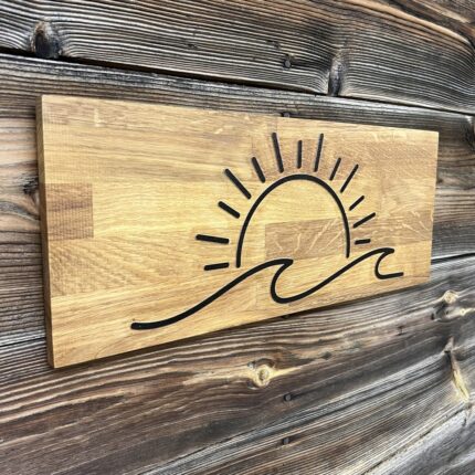 Wandbild Sonnenuntergang Welle Holz
